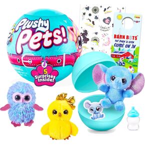 ZURU 5 Surprise Plushy Pets Mystery Set Surprise Series 1 حزمة صغيرة من الحيوانات المحشوة الغامضة مع ملصقات إضافية والمزيد | لعبة القطيفة الغامضة للأطفال in Kuwait