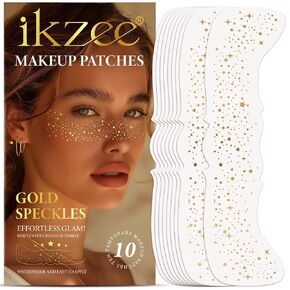 Gold Face Makeup Patches, Glitter Freckles Makeup Patches for Women, Beauty Sparkle Face Makeup Patches, Waterproof Freckles Patches - 10PCS