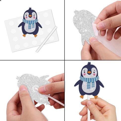 18pcs Glitter Penguin Dessert Cupcake Topper Pick for Winter Theme Decor Supplies Baby Shower Woman Man Happy Birthday Party Decoration in Saudi Arabia