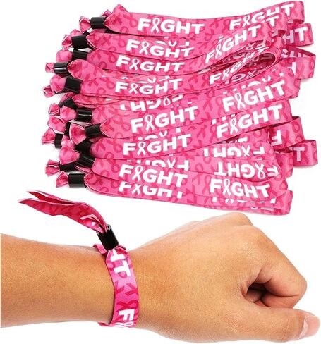 BLUE PANDA Pink Breast Cancer Awareness Bracelets, Single Use (30 Pack) in Saudi Arabia