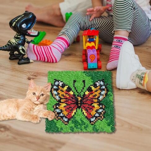 YP Latch Hook Kits for Kids and Adults DIY Rug Crafts Arts Carpet for Home Decoration Festival Gifts,12" X 12"（Kallima inachis） in Saudi Arabia