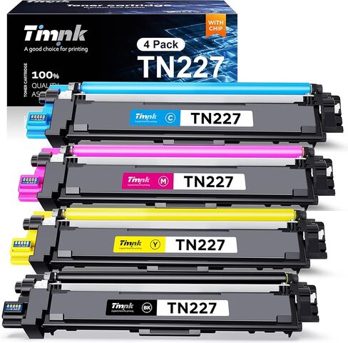 خرطوشة حبر بديلة متوافقة مع TN227 لـ Brother TN-227 | إنتاجية عالية متوافقة مع طابعة HL-L3270CDW HL-L3290CDW MFC-L3710CDW MFC-L3770CDW (4 عبوات، TN227BK TN227C TN227M TN227Y) in Kuwait