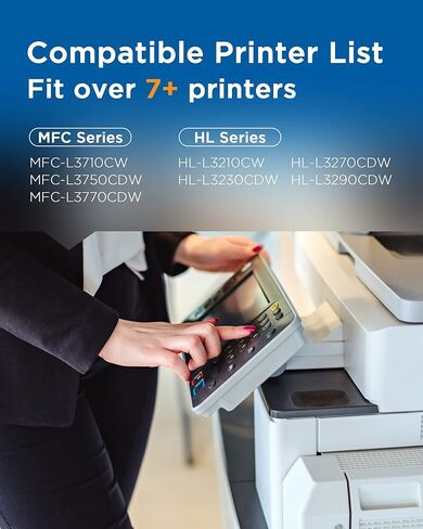 خرطوشة حبر بديلة متوافقة مع TN227 لـ Brother TN-227 | إنتاجية عالية متوافقة مع طابعة HL-L3270CDW HL-L3290CDW MFC-L3710CDW MFC-L3770CDW (4 عبوات، TN227BK TN227C TN227M TN227Y) in Kuwait