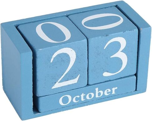 كتلة التقويم، تقويم مكتبي خشبي كلاسيكي عتيق، عرض الشهر والتاريخ، ديكور للمكتب/المنزل/المقهى/المطعم، 3.7 × 2.04 × 1.61 بوصة in Kuwait