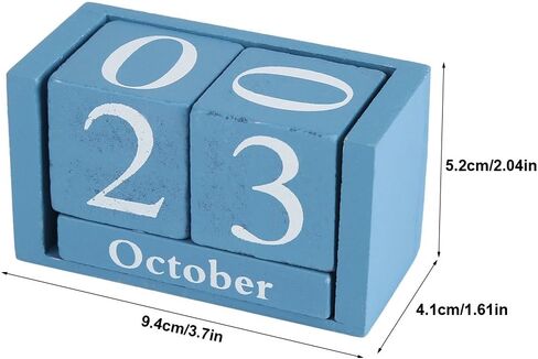 كتلة التقويم، تقويم مكتبي خشبي كلاسيكي عتيق، عرض الشهر والتاريخ، ديكور للمكتب/المنزل/المقهى/المطعم، 3.7 × 2.04 × 1.61 بوصة in Kuwait