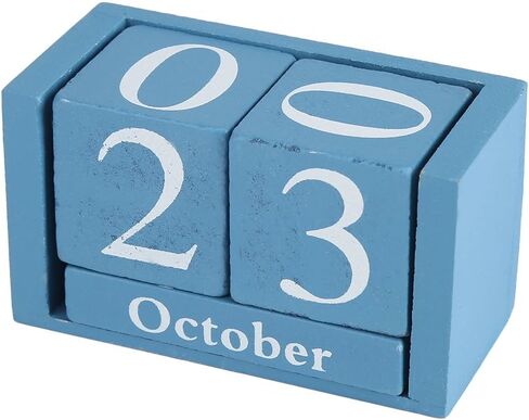 كتلة التقويم، تقويم مكتبي خشبي كلاسيكي عتيق، عرض الشهر والتاريخ، ديكور للمكتب/المنزل/المقهى/المطعم، 3.7 × 2.04 × 1.61 بوصة in Kuwait