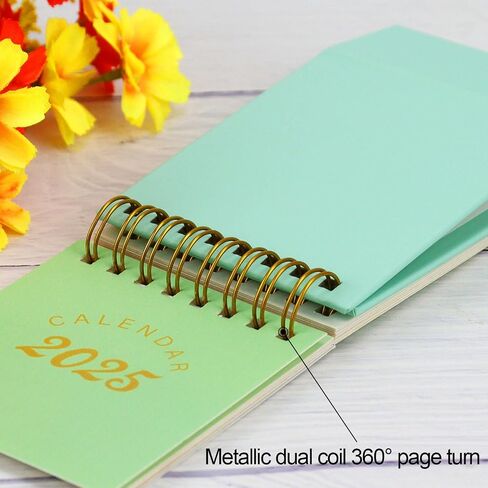Buqoo 2024-2025 Mini Desktop Calendar, Aug 2024 to Dec 2025 Small Desktop Calendar, Portable Standing Calendar for Office Home (Green) in Saudi Arabia