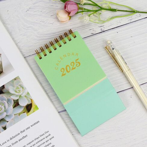 Buqoo 2024-2025 Mini Desktop Calendar, Aug 2024 to Dec 2025 Small Desktop Calendar, Portable Standing Calendar for Office Home (Green) in Saudi Arabia