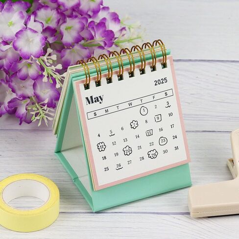 Buqoo 2024-2025 Mini Desktop Calendar, Aug 2024 to Dec 2025 Small Desktop Calendar, Portable Standing Calendar for Office Home (Green) in Saudi Arabia