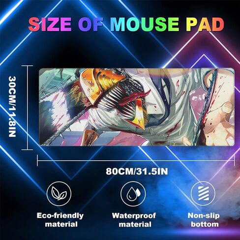 RGB Anime Mouse Pad, Water Resist Keyboard Pad,Mouse Pads with Non-Slip Rubber Base,Office Computer Key Board Mousepad Computer Keyboard Mousepads Mat 800 x 300mm / 31.5×11.8 inches (1) in Kuwait