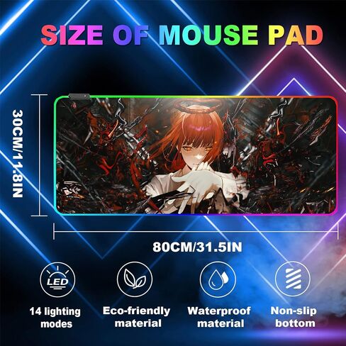RGB Anime Mouse Pad, Water Resist Keyboard Pad,Mouse Pads with Non-Slip Rubber Base,Office Computer Key Board Mousepad Computer Keyboard Mousepads Mat 800 x 300mm / 31.5×11.8 inches (1) in Kuwait