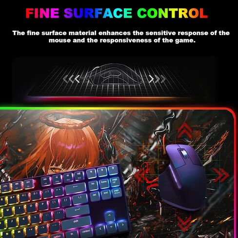 RGB Anime Mouse Pad, Water Resist Keyboard Pad,Mouse Pads with Non-Slip Rubber Base,Office Computer Key Board Mousepad Computer Keyboard Mousepads Mat 800 x 300mm / 31.5×11.8 inches (1) in Kuwait