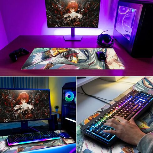 RGB Anime Mouse Pad, Water Resist Keyboard Pad,Mouse Pads with Non-Slip Rubber Base,Office Computer Key Board Mousepad Computer Keyboard Mousepads Mat 800 x 300mm / 31.5×11.8 inches (1) in Kuwait
