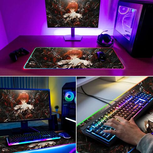 RGB Anime Mouse Pad, Water Resist Keyboard Pad,Mouse Pads with Non-Slip Rubber Base,Office Computer Key Board Mousepad Computer Keyboard Mousepads Mat 800 x 300mm / 31.5×11.8 inches (1) in Kuwait