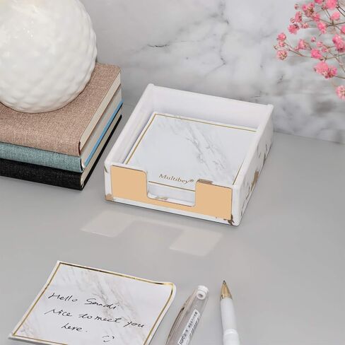 Marble Gold Edge Sticky Note Strong Self-Adhesive Stickies Notepad to Do List Cube Memo Paper Bookmark Message Reminder (6 Pads, 600Sheets) in Kuwait