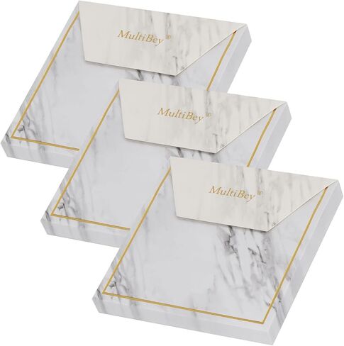 Marble Gold Edge Sticky Note Strong Self-Adhesive Stickies Notepad to Do List Cube Memo Paper Bookmark Message Reminder (6 Pads, 600Sheets) in Kuwait