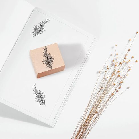 CRASPIRE Wooden Rubber Stamp Rosemary Decorative Wood Stamps Vintage Wood Mounted Rubber Stamps for Card Making DIY Art Crafts Scrapbooking Journal Diary Letter Planner in Saudi Arabia