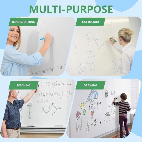 Magnetic Dry Erase Whiteboard Paper，Self Adhesive and Easy to Write&Clean,Dry Erase Board for Kids/Office/Home, with Marker, Magnetic Eraser and Magnets (17.72"*39.37“) in Saudi Arabia