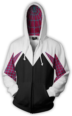 Cos Spider Gwen Superhero 3D Style Zipper Hooded Sweatshirt/Unisex Adult in Saudi Arabia