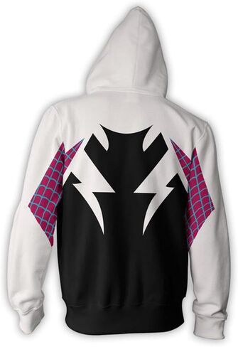 Cos Spider Gwen Superhero 3D Style Zipper Hooded Sweatshirt/Unisex Adult in Saudi Arabia