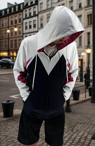 Cos Spider Gwen Superhero 3D Style Zipper Hooded Sweatshirt/Unisex Adult in Saudi Arabia