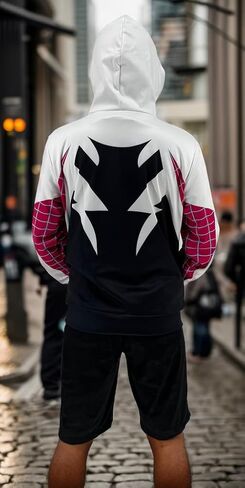 Cos Spider Gwen Superhero 3D Style Zipper Hooded Sweatshirt/Unisex Adult in Saudi Arabia