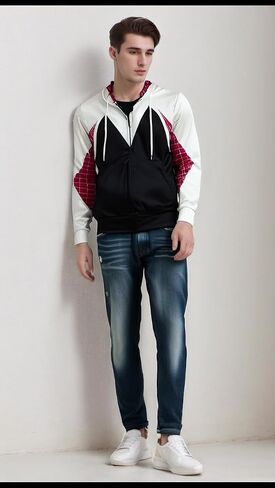 Cos Spider Gwen Superhero 3D Style Zipper Hooded Sweatshirt/Unisex Adult in Saudi Arabia