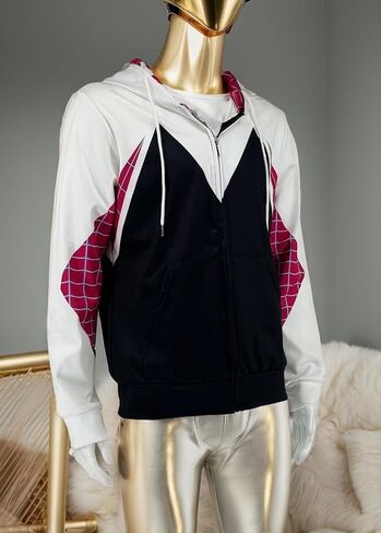 Cos Spider Gwen Superhero 3D Style Zipper Hooded Sweatshirt/Unisex Adult in Saudi Arabia