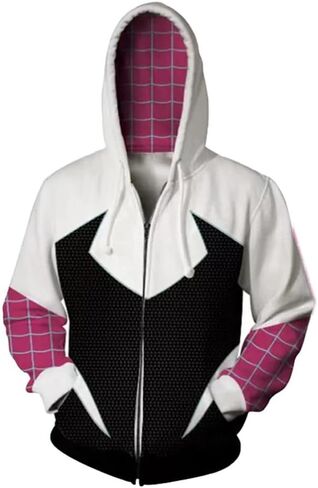 Cos Spider Gwen Superhero 3D Style Zipper Hooded Sweatshirt/Unisex Adult in Saudi Arabia