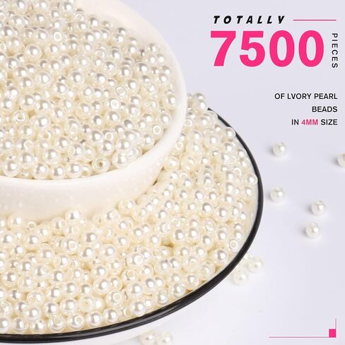 [2500 PCS] Pearl Beads, 3MM Round Small Pearl Beads Craft Loose Beads Faux Ivory Pearls Bead for Beading Jewelry Making, DIY Craft, Vase Fillers, Home Wedding Decoration in Saudi Arabia