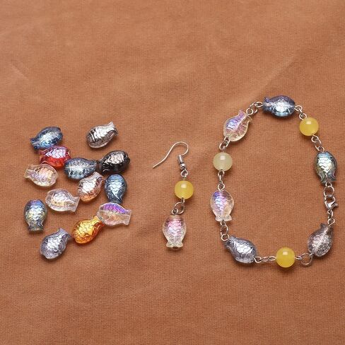 210 قطعة خرز زجاجي للأسماك الملونة خرز للأسماك خرز زجاجي للبحر خرز للأسماك الزجاجية لصنع المجوهرات in Kuwait