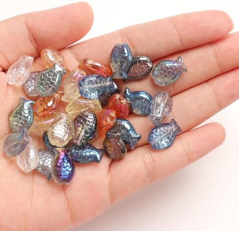 210 قطعة خرز زجاجي للأسماك الملونة خرز للأسماك خرز زجاجي للبحر خرز للأسماك الزجاجية لصنع المجوهرات in Kuwait