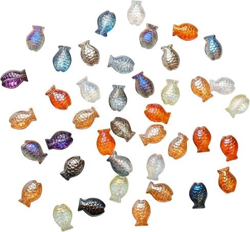 210 قطعة خرز زجاجي للأسماك الملونة خرز للأسماك خرز زجاجي للبحر خرز للأسماك الزجاجية لصنع المجوهرات in Kuwait