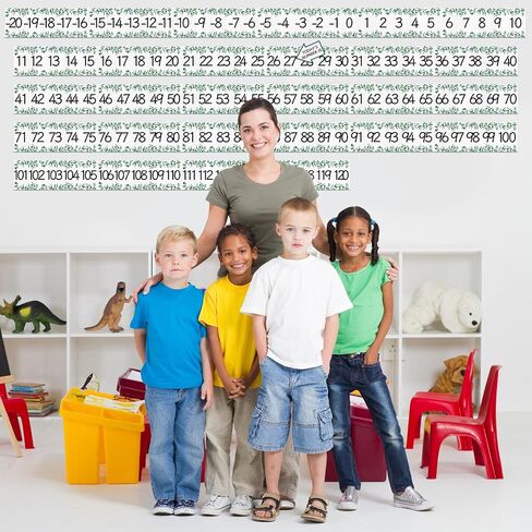 Boho Number Line Bulletin Board Border - 20 to 120 Classroom Decorations for Wall Total 34ft, Math Number Lines Border Strips Learning Poster Supplies for Students, Teachers (Bohemian) in Kuwait