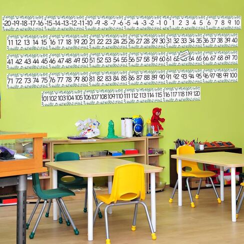 Boho Number Line Bulletin Board Border - 20 to 120 Classroom Decorations for Wall Total 34ft, Math Number Lines Border Strips Learning Poster Supplies for Students, Teachers (Bohemian) in Kuwait