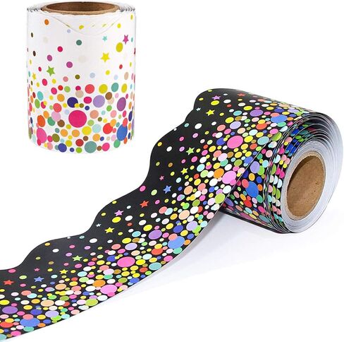 72 Feet 2 Rolls Confetti Bulletin Board Borders Scalloped for Classroom Decoration in Kuwait