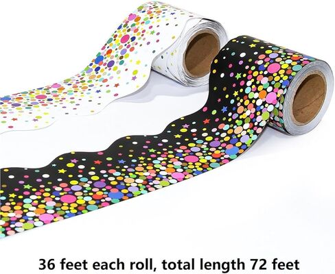 72 Feet 2 Rolls Confetti Bulletin Board Borders Scalloped for Classroom Decoration in Kuwait
