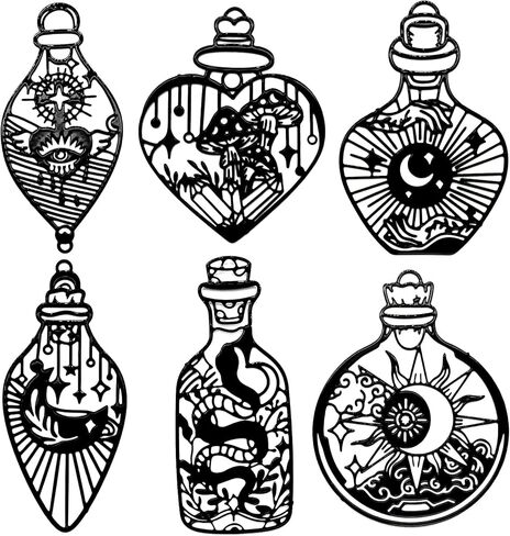 24pcs Wish Bottle Charms Hollow Filigree Wishing Bottle Pendants Mysterious Tarot Charm for DIY Earrings Bookmarks Hanging Decorations in Saudi Arabia