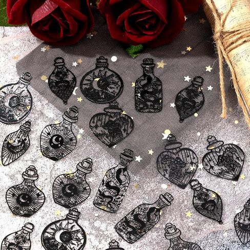 24pcs Wish Bottle Charms Hollow Filigree Wishing Bottle Pendants Mysterious Tarot Charm for DIY Earrings Bookmarks Hanging Decorations in Saudi Arabia