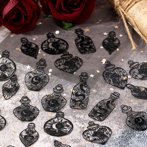 24pcs Wish Bottle Charms Hollow Filigree Wishing Bottle Pendants Mysterious Tarot Charm for DIY Earrings Bookmarks Hanging Decorations in Saudi Arabia