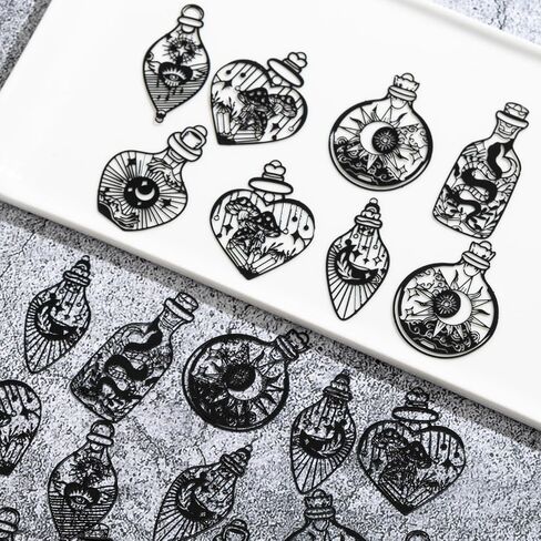 24pcs Wish Bottle Charms Hollow Filigree Wishing Bottle Pendants Mysterious Tarot Charm for DIY Earrings Bookmarks Hanging Decorations in Saudi Arabia