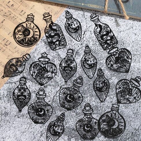 24pcs Wish Bottle Charms Hollow Filigree Wishing Bottle Pendants Mysterious Tarot Charm for DIY Earrings Bookmarks Hanging Decorations in Saudi Arabia