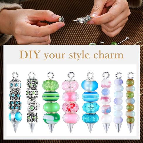 30 Pcs Beadable Keychain Bars Beadable Bar Links with Open Ring and Cone Bead 1.44'' Long Drop Pins Brass Link Earring Charms Beads Necklace Bracelet Connectors for Jewelry Making(Silver) in Saudi Arabia