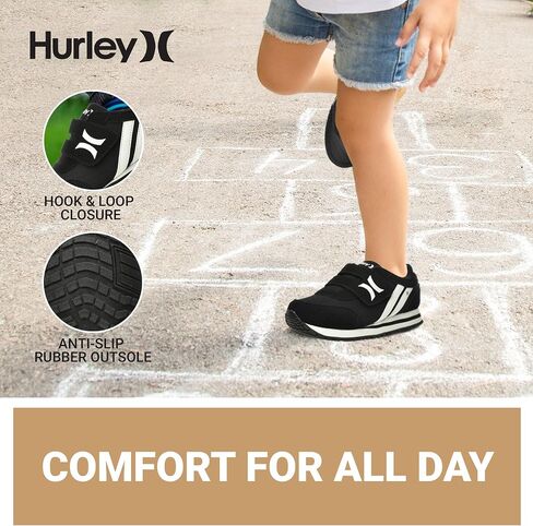 Hurley Kids Hook & Loop Closure Sneakers - Unisex Child Running & Walking Shoes - Fashion Sneakers for Toddlers, Little Kids & Big Kids - Lightweight & Breathable for All Day Comfort in Kuwait
