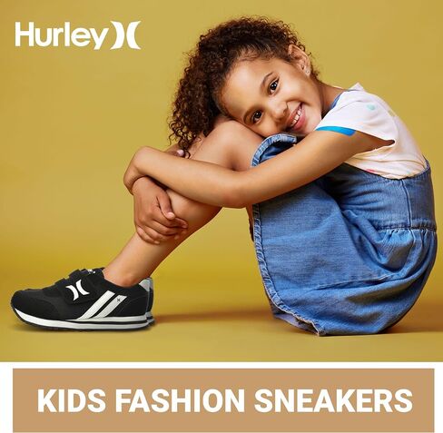 Hurley Kids Hook & Loop Closure Sneakers - Unisex Child Running & Walking Shoes - Fashion Sneakers for Toddlers, Little Kids & Big Kids - Lightweight & Breathable for All Day Comfort in Kuwait