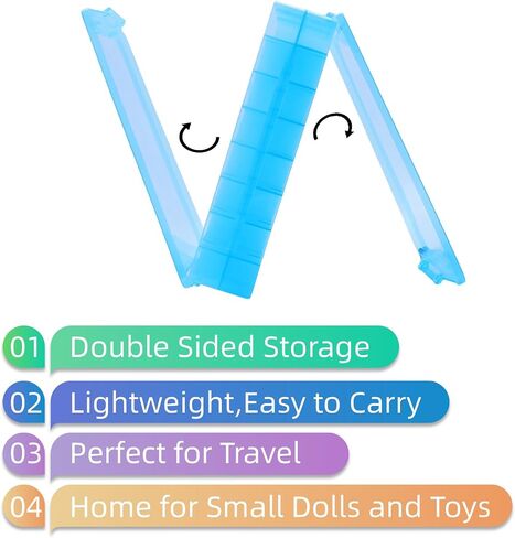 Toy Car Storage Organizer Case for Hot Wheels Car - Double Sided Display Carrying Container Holder for Matchbox Cars, LOL Surprise Dolls, and Shopkins - 48 Compartments.(Blue) in Saudi Arabia