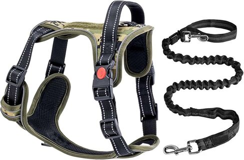 Dog Harness and Leash Set,No Pull Dog Harness,Adjustable Soft Padded Pet Vest with Easy Control Handle for Small Medium Large Dogs (Forest Camo,L) in Saudi Arabia