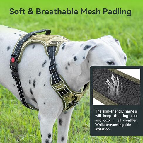Dog Harness and Leash Set,No Pull Dog Harness,Adjustable Soft Padded Pet Vest with Easy Control Handle for Small Medium Large Dogs (Forest Camo,L) in Saudi Arabia