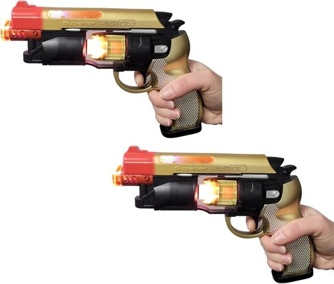 Large LED Light-Up Blaster with Sound (8.5) Adult Size Blade Runner Toy Pistol. Gold Silver and Black with Orange Tip. Batteries Included (2, Gold) in Saudi Arabia