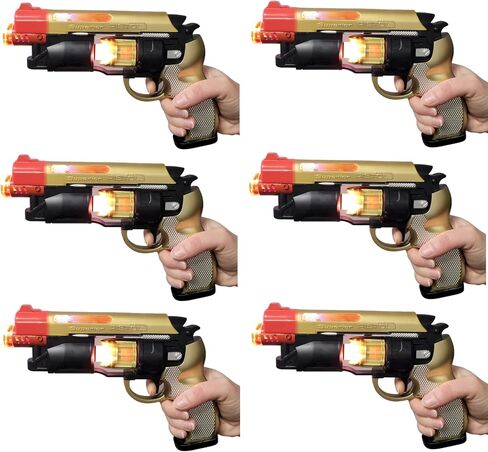 Large LED Light-Up Blaster with Sound (8.5) Adult Size Blade Runner Toy Pistol. Gold Silver and Black with Orange Tip. Batteries Included (2, Gold) in Saudi Arabia
